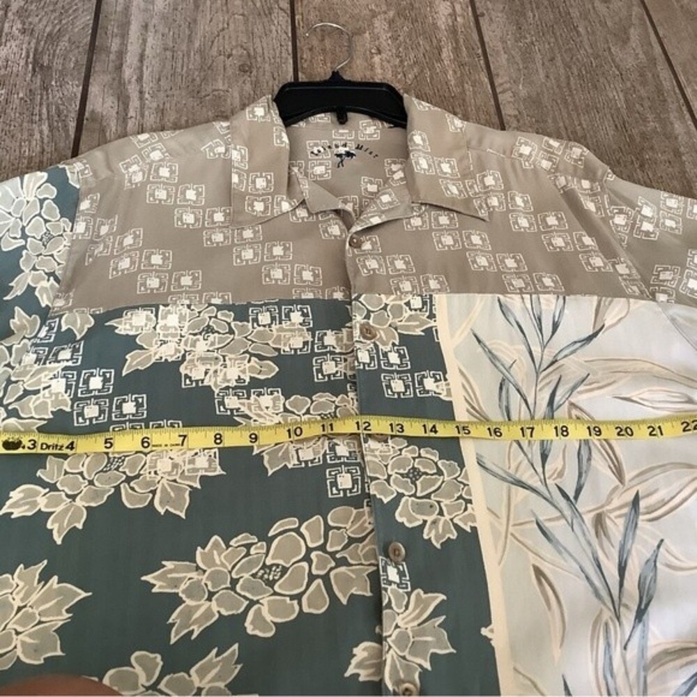 Men tropical Island colorblock patchwork Button-Front Hawaiian Bohemian Shirt - Picture 6 of 7